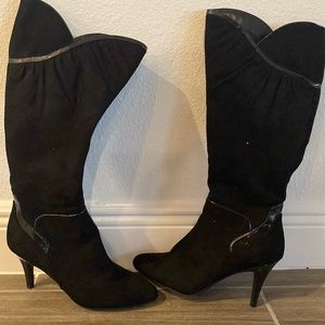 Black on Black Faux Suede Boots